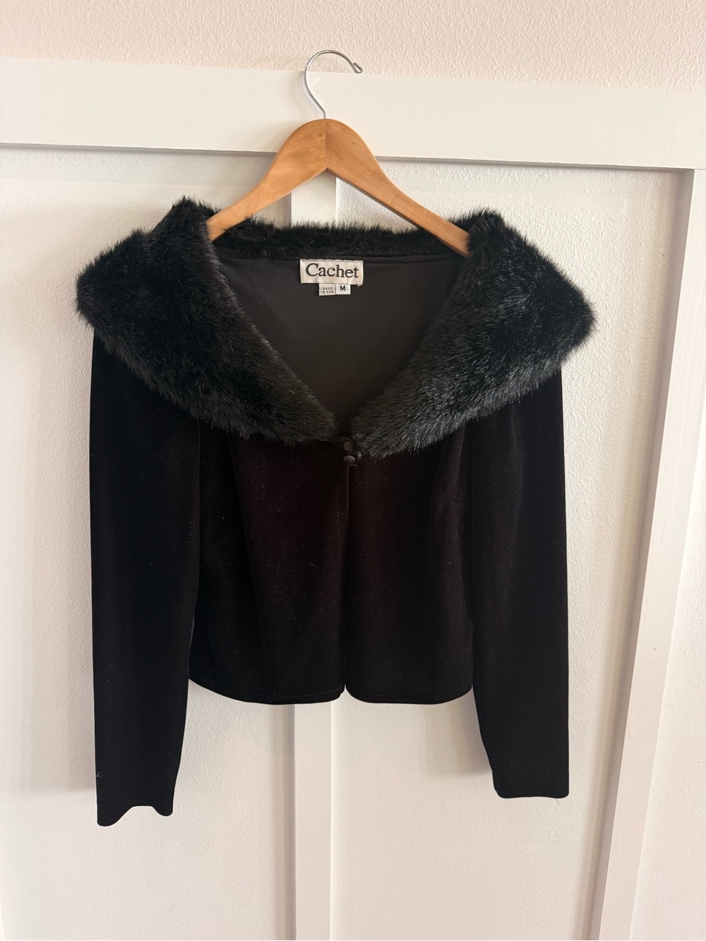 Cachet Black Jacket with Faux Fur Collar